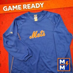 Majestic NY Mets Therma Base Pullover XL Royal Blue MLB Authentic Warm-Up